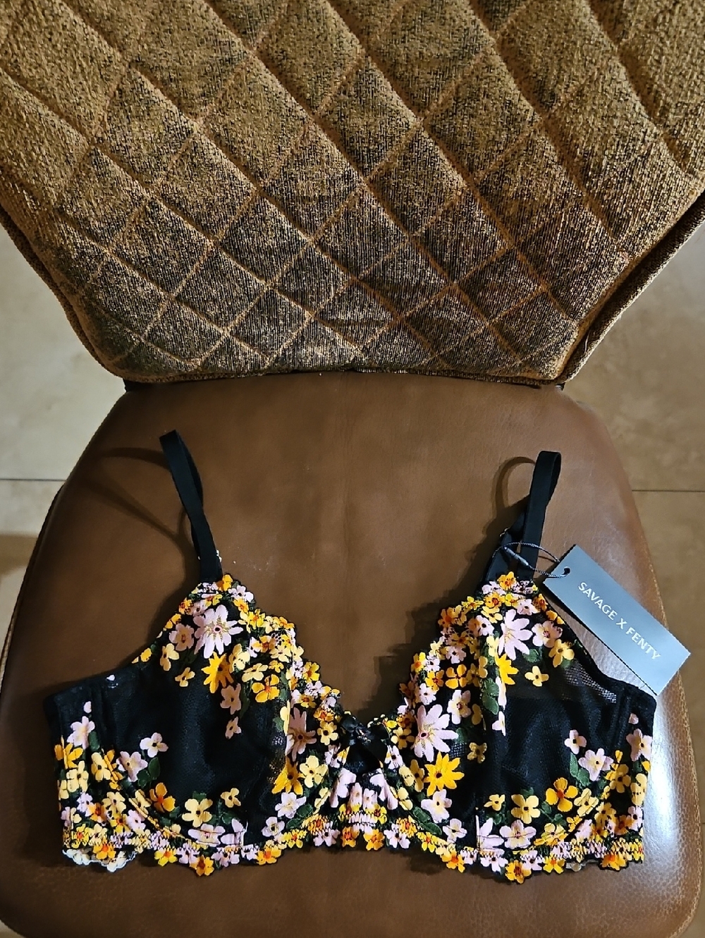 Savage X Fenty Wonderfleur Lace Unlined Demi T-Shirt Underwire Floral Lace Bra